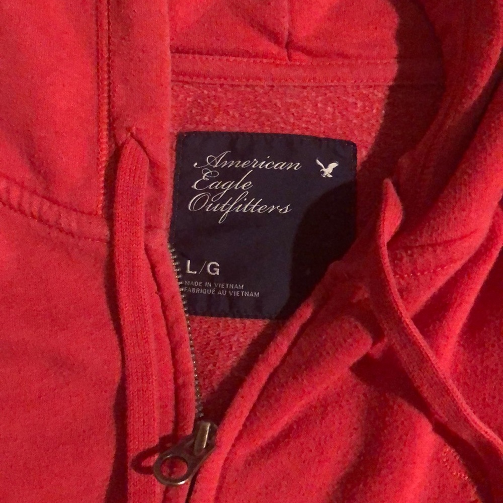 Red American eagle zip up hoodie